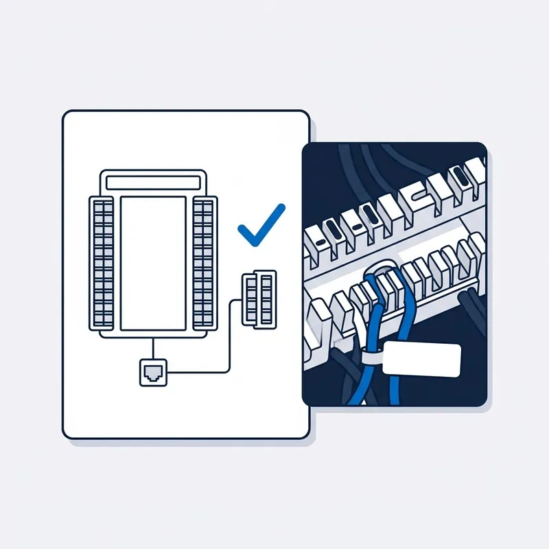 Illustration: a report page carrying a frame diagram and a tick, beside a close-up of the frame with the blue jumper and its written tag