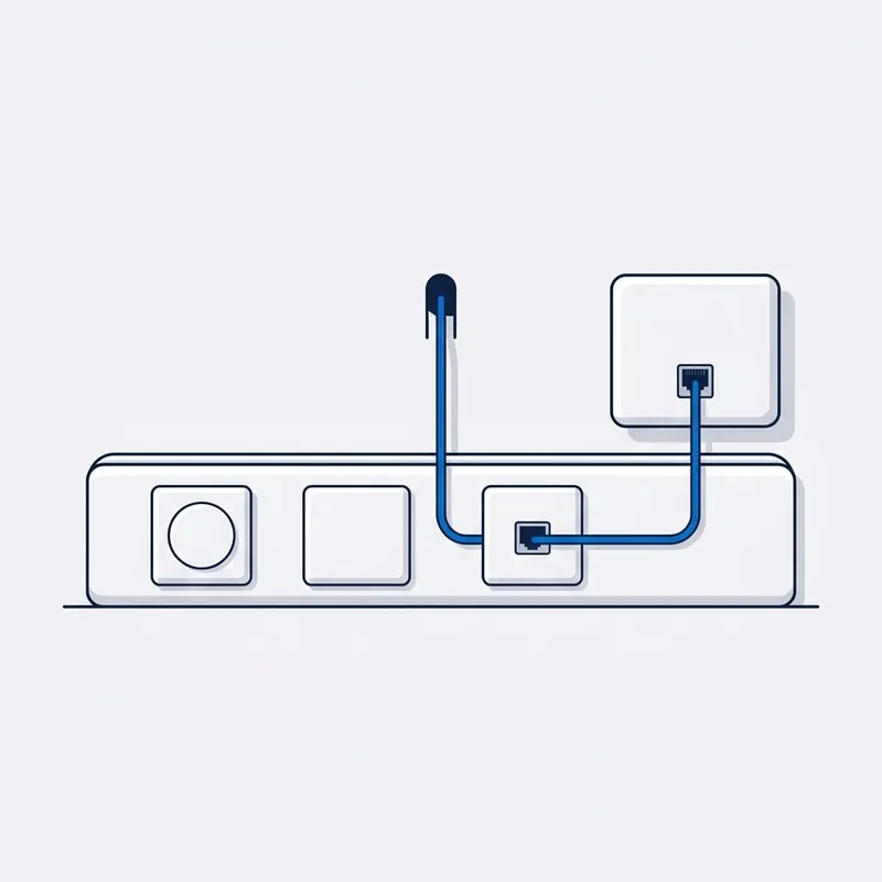 Illustration: blank plates where two old sockets were along a skirting, and one socket left connected on a blue lead running down from the line